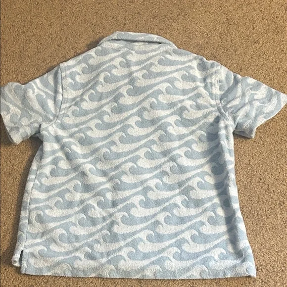 Faherty Kids Light Blue Wave Terry Button-Down Shirt - Picture 3 of 3